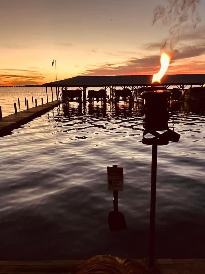 A candlelit evening at the Tiki Marina dock