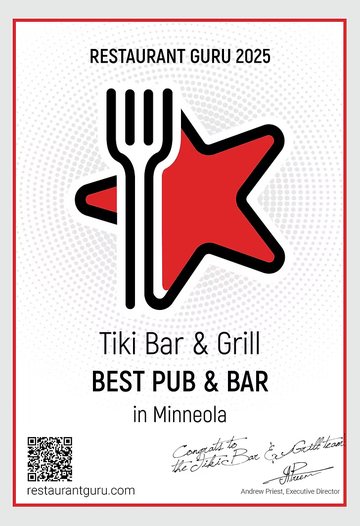 Restaurant Guru 2025 — Tiki Bar & Grill voted Best Pub & Bar in Minneola